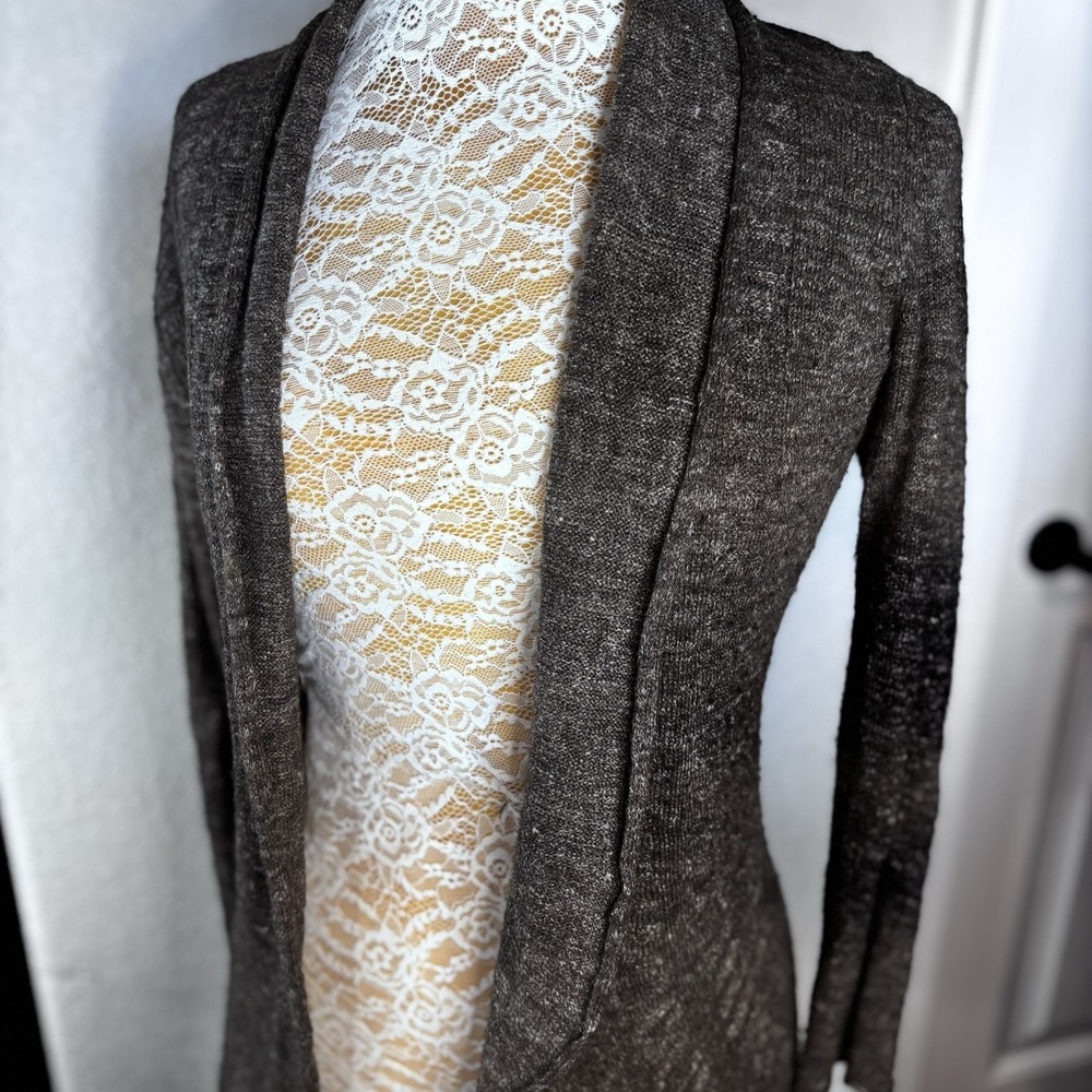 Eileen Fisher Cardigan Women's Gray Long Sleeve Shawl Collar Wool,Silk, Linen PM